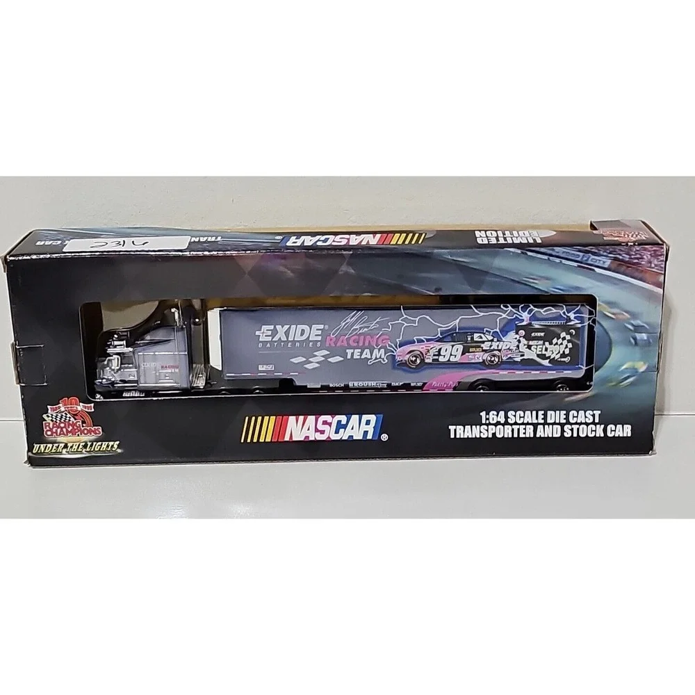 Racing Champions 1:64 NASCAR Jeff Burton #99Exide Transporter/Stock Car Set